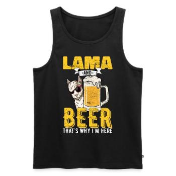 Llama Bière Alcool Lamas Cadeau - Débardeur bio Premium Homme - noir - Devant - AI Model Male 178 light (178cm)