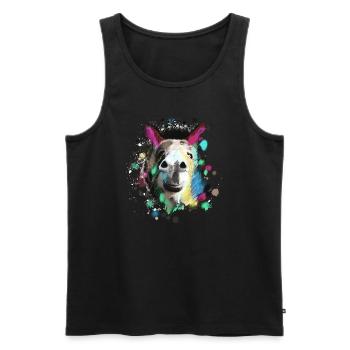 Esel, Graffiti, Malerei, bunt - Männer Premium Bio Tank Top - Schwarz - Vorne - Michal (187cm)