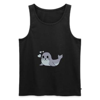 Sceau mignon phoques bébé comme cadeau pour les enfants - Débardeur bio Premium Homme - noir - Devant - Michal (187cm)