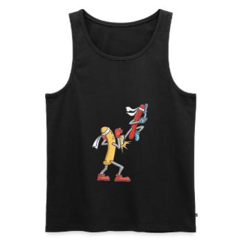 Saucisses grillées Saucisse de Karaté Arts martiaux Saucisses - Débardeur bio Premium Homme - noir - Devant - Michal (187cm)