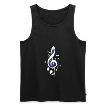 Clef music design note d'amateur de musique - Débardeur bio Premium Homme - noir - Devant - AI Model Male 178 light (178cm)