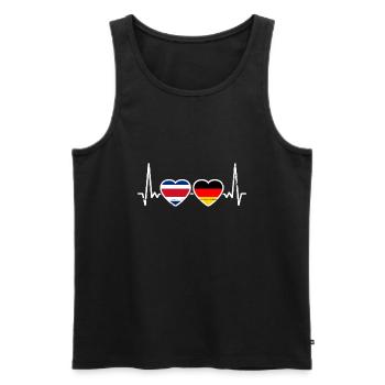 Costa Rica Deutschland Herzschlag Flagge - Männer Premium Bio Tank Top - Schwarz - Vorne - Michal (187cm)