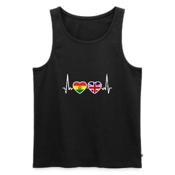 Bolivia Great Britain Heartbeat Flag - Men's Premium Organic Tank Top - black - Front - Michal (187cm)