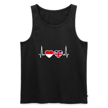 Indonesia Great Britain Heartbeat Flag - Men's Premium Organic Tank Top - black - Front - Michal (187cm)