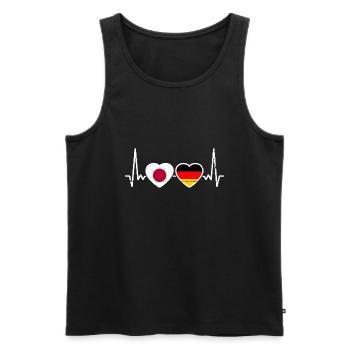 Japan Deutschland Herzschlag Flagge Japaner - Männer Premium Bio Tank Top - Schwarz - Vorne - Michal (187cm)