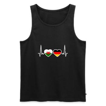 Wales Deutschland Herzschlag Flagge Waliser - Männer Premium Bio Tank Top - Schwarz - Vorne - AI Model Male 178 light (178cm)