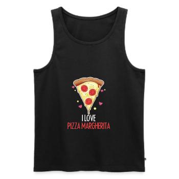 Funny Pizza Margherita Cool Food Slice Eater - Men's Premium Organic Tank Top - black - Front - Michal (187cm)