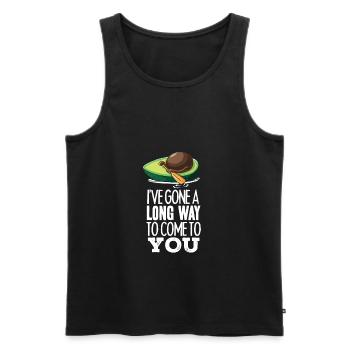 Drôle d'avocat conduisant un fruit de bateau de pêche - Débardeur bio Premium Homme - noir - Devant - AI Model Male 178 light (178cm)