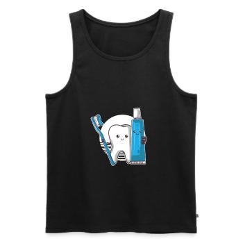 Teeth Toothbrush Paste Smiling Cute Dentist Lover - Men's Premium Organic Tank Top - black - Front - AI Model Male 178 light (178cm)