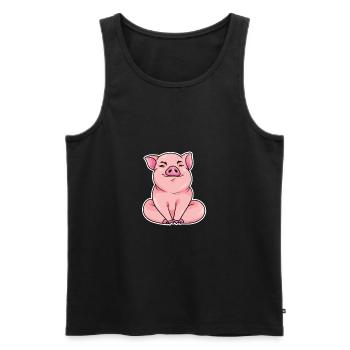 Pig Shirt | Hog Piglet Piggy Bacon Farm Animals - Men's Premium Organic Tank Top - black - Front - Michal (187cm)
