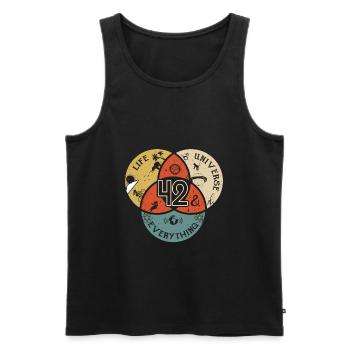 Answer Physics Mathematics Saying Universe - Men's Premium Organic Tank Top - black - Front - AI Model Male 178 light (178cm)