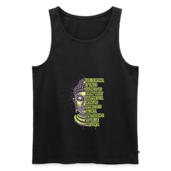 Méditation Citation bouddhisme Bouddha inspirant - Débardeur bio Premium Homme - noir - Devant - AI Model Male 178 light (178cm)