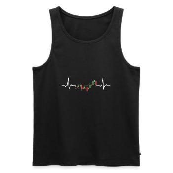 Actions heartbeat - Débardeur bio Premium Homme - noir - Devant - AI Model Male 178 light (178cm)