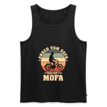 Arsch vom Sofa rauf aufs Mofa - Männer Premium Bio Tank Top - Schwarz - Vorne - Michal (187cm)