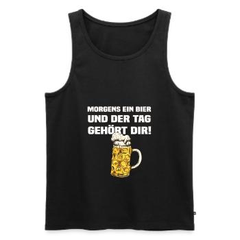 Morgens Ein Bier - Lustiger Bier Spruch - Männer Premium Bio Tank Top - Schwarz - Vorne - AI Model Male 178 light (178cm)