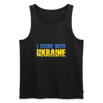 Soutenez l’Ukraine avec Je soutiens l’Ukraine - Débardeur bio Premium Homme - noir - Devant - AI Model Male 178 light (178cm)