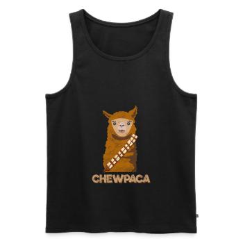 Alpaga Lama Chewpaca Comique Pérou - Débardeur bio Premium Homme - noir - Devant - Michal (187cm)