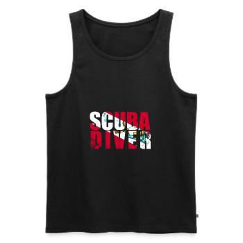 Scuba Diver Red White Flag Vintage Tauchen - Männer Premium Bio Tank Top - Schwarz - Vorne - AI Model Male 178 light (178cm)