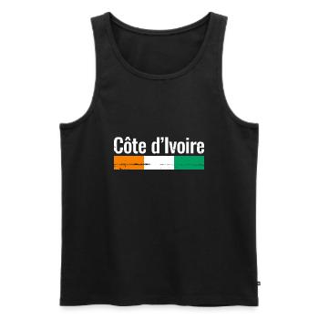 Côte d’Ivoire Drapeau ivoirien Ivoiriens - Débardeur bio Premium Homme - noir - Devant - AI Model Male 178 light (178cm)