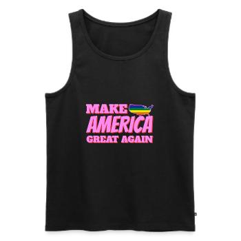 pride america queer gay lesbian love USA ÉTATS-UNIS - Débardeur bio Premium Homme - noir - Devant - Michal (187cm)