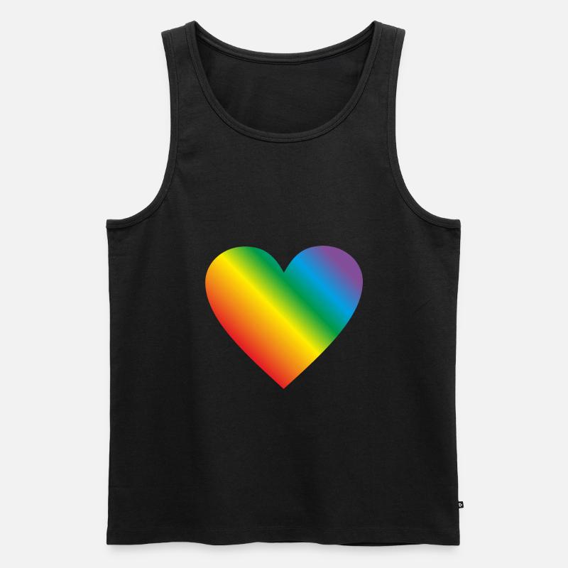 Lgbt Regenbogen Herz - Männer Premium Bio Tank Top - Schwarz