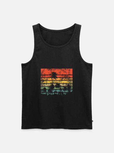 Palm Trees Retro Sunset - Men's Premium Organic Tank Top - black