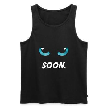 Cat Eyes Blue Soon - Men's Premium Organic Tank Top - black - Front - AI Model Male 178 light (178cm)