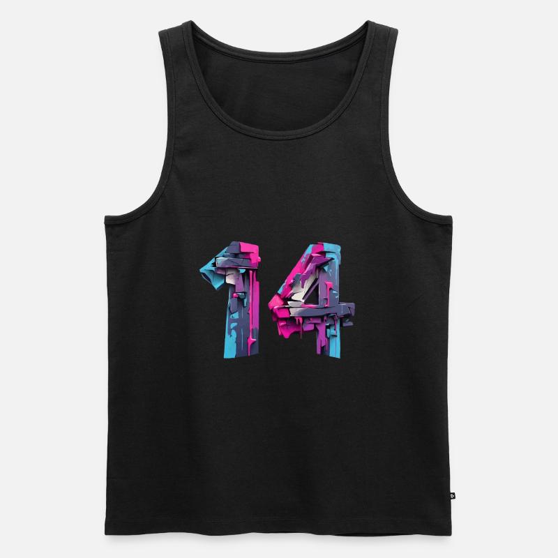 NR. 14 NUMMER 14 COOL 14. GEBURTSTAG - Männer Premium Bio Tank Top - Schwarz