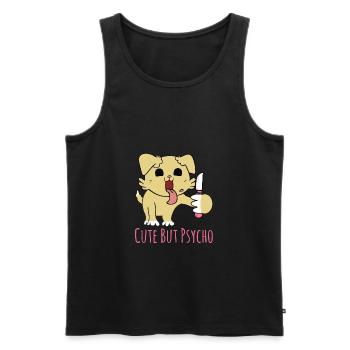 Süß aber psycho - Hund mit Messer - Männer Premium Bio Tank Top - Schwarz - Vorne - Michal (187cm)