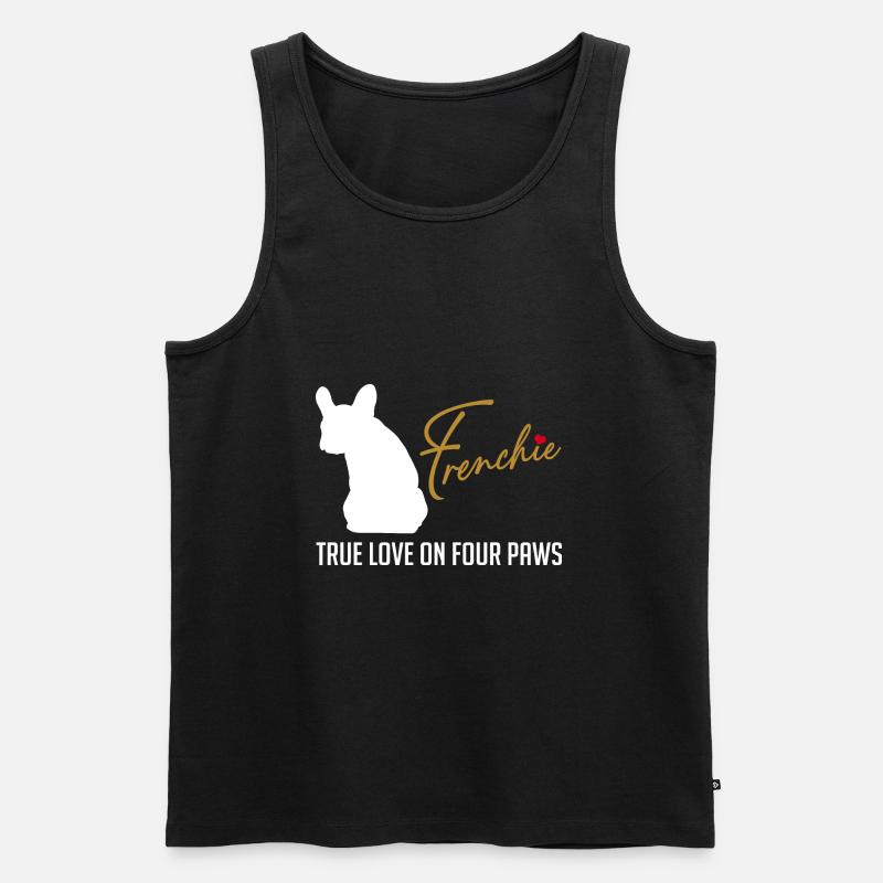 Frenchie Liebe auf vier Pfoten - Männer Premium Bio Tank Top - Schwarz