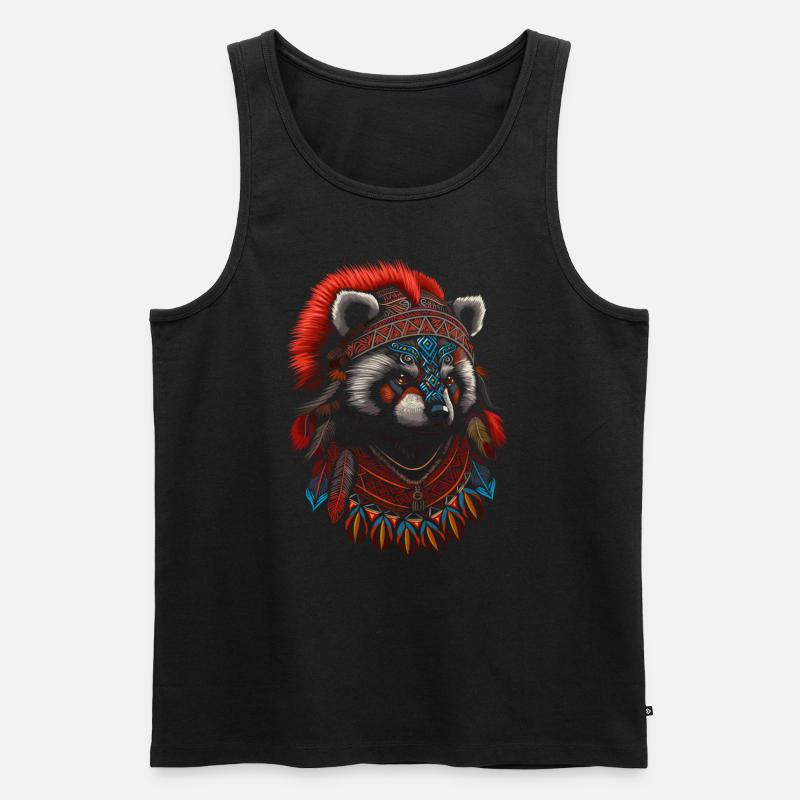 Indischer Roter Panda Häuptling - Männer Premium Bio Tank Top - Schwarz
