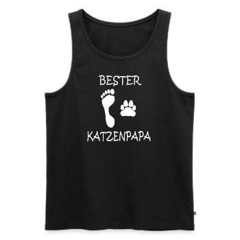Bester KATZENPAPA - Männer Premium Bio Tank Top - Schwarz - Vorne - Michal (187cm)