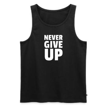 Never give up - Men's Premium Organic Tank Top - black - Front - AI Model Male 178 light (178cm)