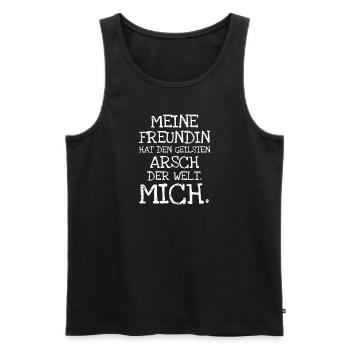 Meine Freundin Hat Den Geilsten Arsch Der We - Männer Premium Bio Tank Top - Schwarz - Vorne - Michal (187cm)