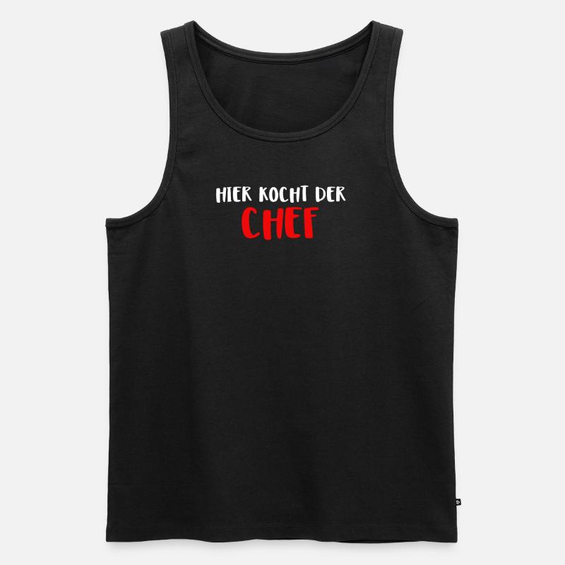 Hier Kocht Der Chef - Männer Premium Bio Tank Top - Schwarz