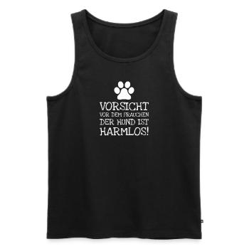 Vorsicht Vor Dem Frauchen Der Hund Ist Harmlos! - Männer Premium Bio Tank Top - Schwarz - Vorne - AI Model Male 178 light (178cm)