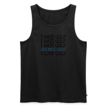 Je déteste le golf Je déteste le golf Je déteste le golf Oh! Joli cliché - Débardeur bio Premium Homme - noir - Devant - AI Model Male 178 light (178cm)