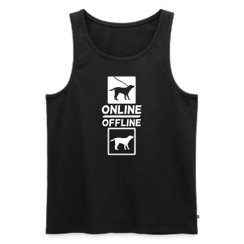 En ligne - hors ligne amoureux des chiens animaux nerd - Débardeur bio Premium Homme - noir - Devant - Michal (187cm)