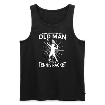 Never Underestimate An Old Man Tennis - Männer Premium Bio Tank Top - Schwarz - Vorne - Michal (187cm)