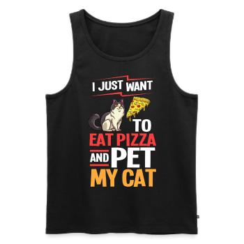 Pizza Katze Essen Pizzeria Italienisch Kätzchen - Männer Premium Bio Tank Top - Schwarz - Vorne - AI Model Male 178 light (178cm)