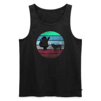 Santa Claus and Frenchie,French Bulldog - Men's Premium Organic Tank Top - black - Front - Michal (187cm)