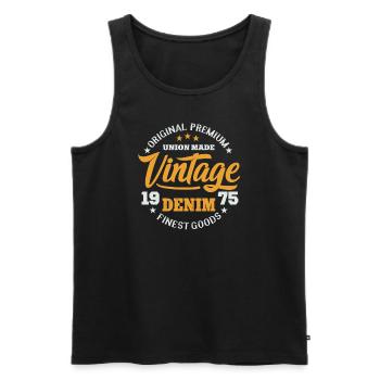 College Vintage Denim Design Original premium good - Men's Premium Organic Tank Top - black - Front - AI Model Male 178 light (178cm)