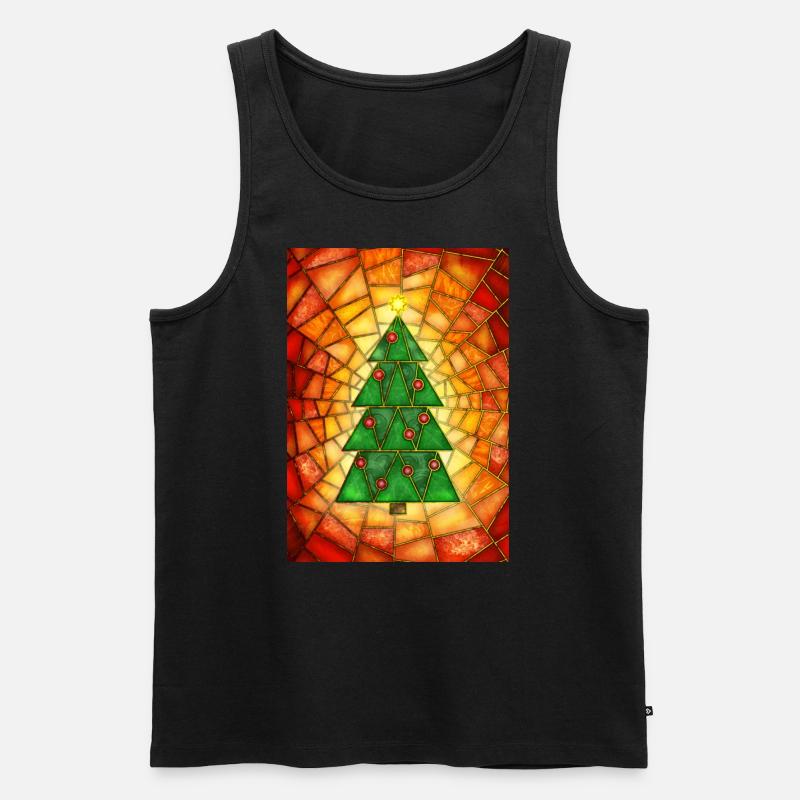 Weihnachtsbaum im Tiffany Stil - Männer Premium Bio Tank Top - Schwarz
