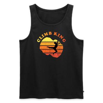 Climbing Sunset Vintage - Climb King - Men's Premium Organic Tank Top - black - Front - Michal (187cm)