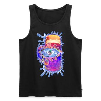 Opening - Men's Premium Organic Tank Top - black - Front - AI Model Male 178 light (178cm)