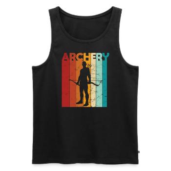 Bogenschießen farbiges wort bogen schißesport - Männer Premium Bio Tank Top - Schwarz - Vorne - AI Model Male 178 light (178cm)