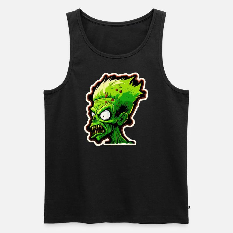 Haupt der Zombie - Männer Premium Bio Tank Top - Schwarz