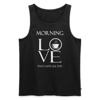 MORNING LOVE , Tee, Kaffee, Weiß - Männer Premium Bio Tank Top - Schwarz - Vorne - AI Model Male 178 light (178cm)