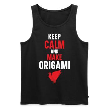 Restez calme et faites du papier origami japonais - Débardeur bio Premium Homme - noir - Devant - Michal (187cm)