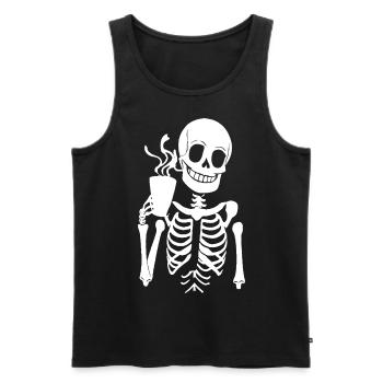 Sarcastic Funny Skeleton Drinking Espresso Coffee - Men's Premium Organic Tank Top - black - Front - AI Model Male 178 light (178cm)